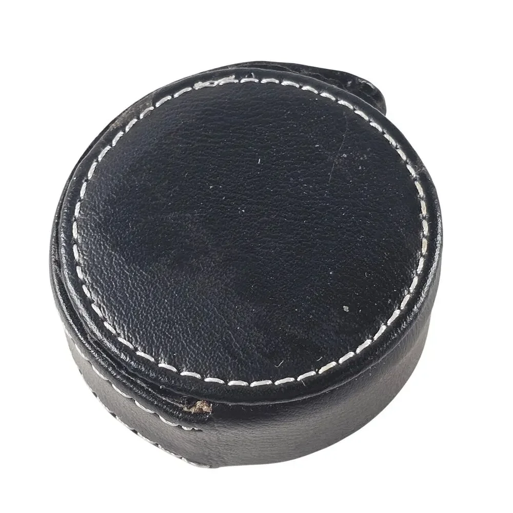 Guess Quartz Travel Alarm Clock Black Faux Leather Case Snap Closure Portable
